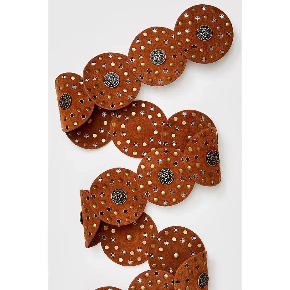 Free People Brown Leather Disc Statement Belt - Picture 4 of 6